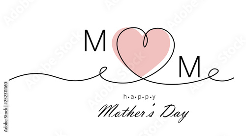 Mothers day card with heart, vector illustration.