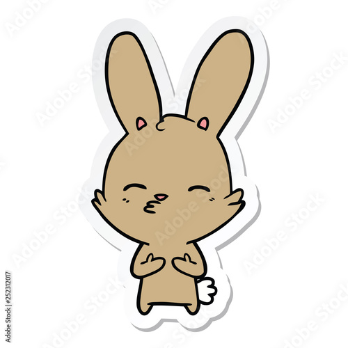 sticker of a curious bunny cartoon