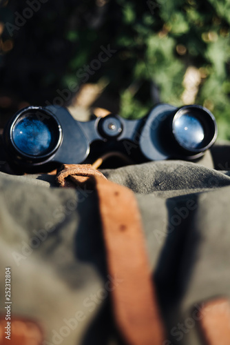 Binocular on a retro backpack