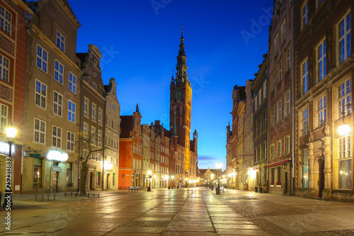 Amazing architecture of the old town in Gdansk at dawn, Poland