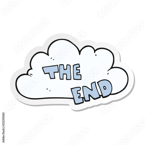 sticker of a cartoon The End symbol