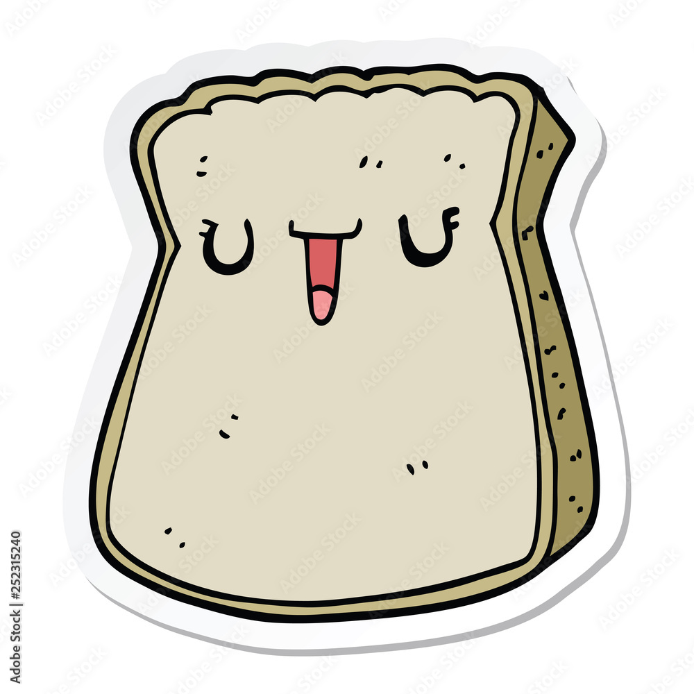 sticker of a cartoon slice of bread sticker of a cartoon slice of bread