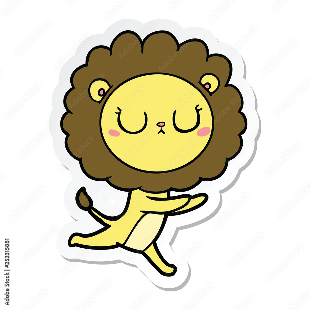 sticker of a cartoon running lion sticker of a cartoon running lion