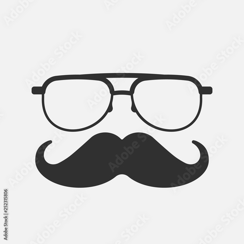 Mustache and Glasses Icon. isolated on white background. Vector illustration.
