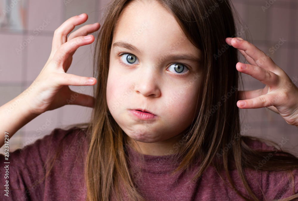 Frightened angry child. Frightened angry child.