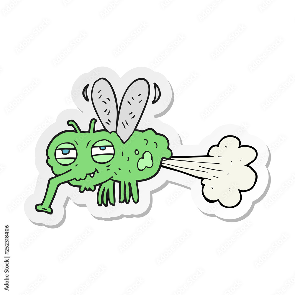 sticker of a cartoon gross farting fly sticker of a cartoon gross farting fly