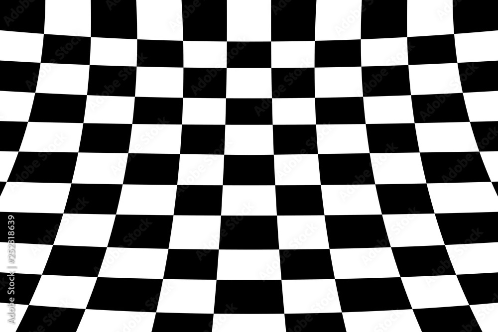 Warped perspective coloured checker board effect grid black and white Warped perspective coloured checker board effect grid black and white