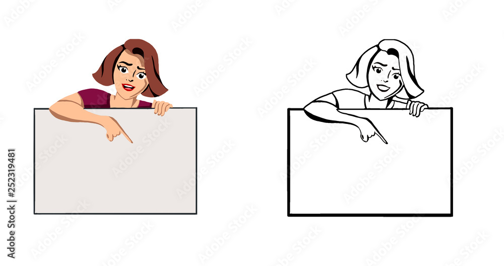 The image of the girl that shows on the Board. This girl's logo, outline, stroke. The image of the girl that shows on the Board. This girl's logo, outline, stroke.