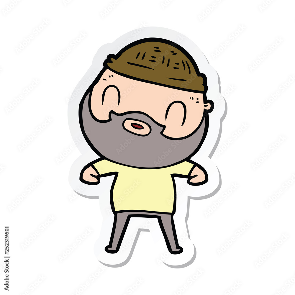 sticker of a cartoon bearded man