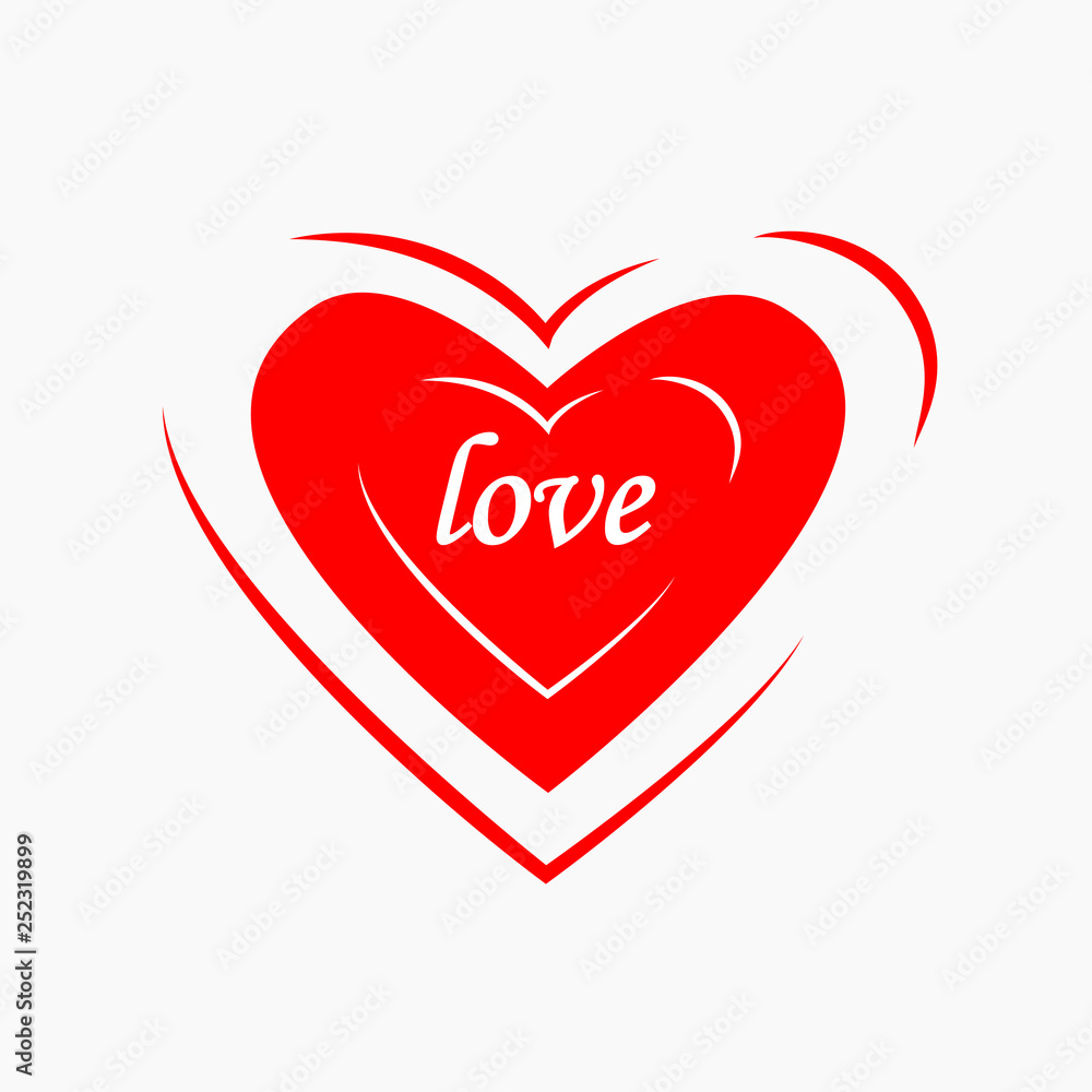 Red heart icon isolated on background. Passion love, health concept. Valentine day symbol. Simple element. Vector flat design