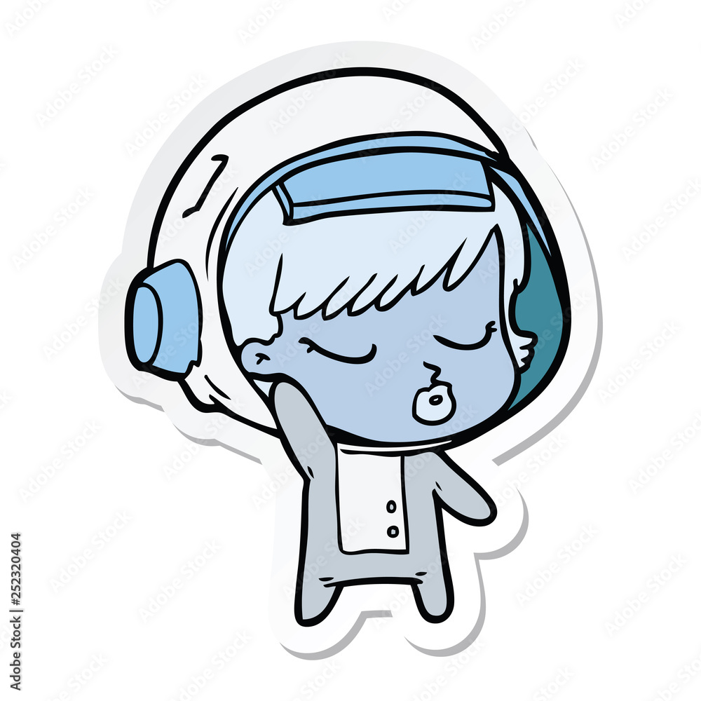 sticker of a cartoon pretty astronaut girl sticker of a cartoon pretty astronaut girl