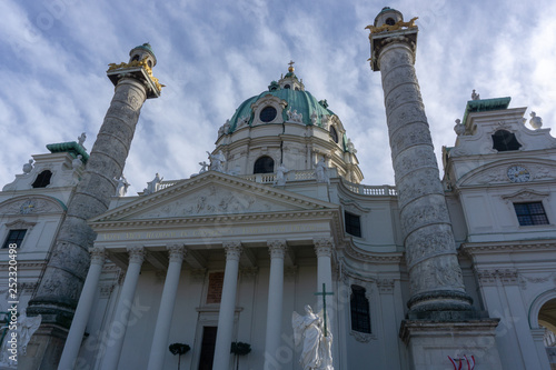 Vienna, Austria - February 2019: Beautiful view of Karlskirche's church