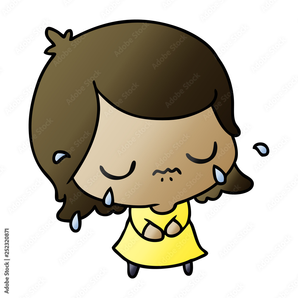 Fototapeta premium gradient cartoon of cute kawaii girl