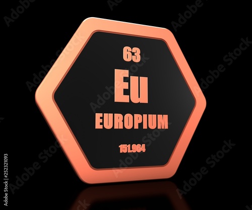 Europium chemical element periodic table symbol 3d render