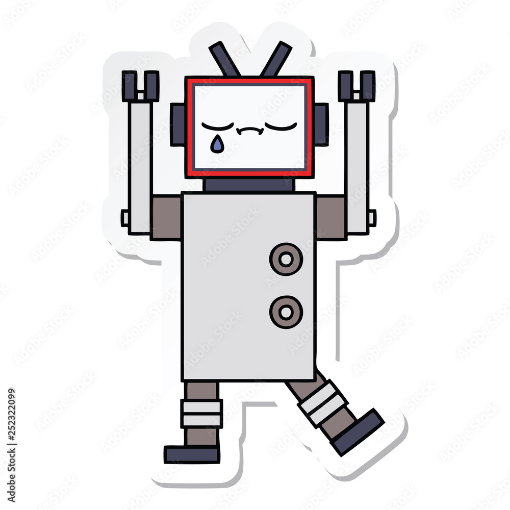 sticker of a cute cartoon robot sticker of a cute cartoon robot