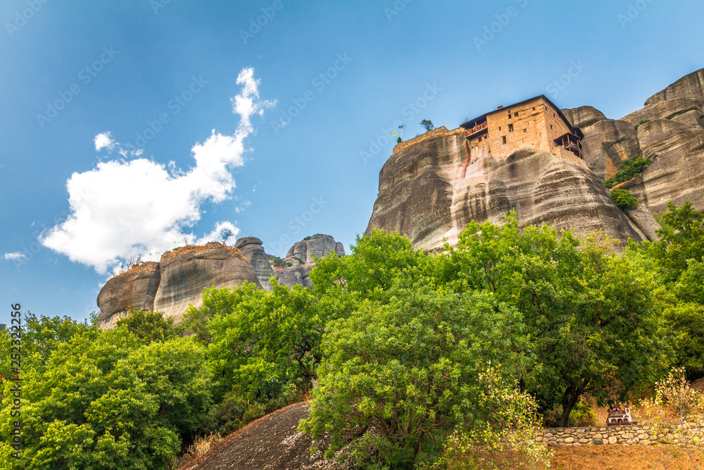 The Meteora, a rock formation hosting built complexes of monasteries, Greece, Europe.