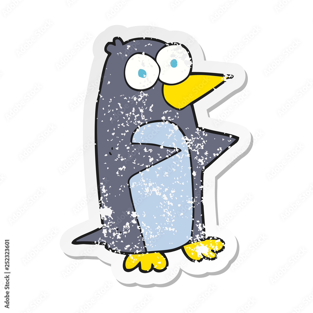 Obraz premium retro distressed sticker of a cartoon penguin