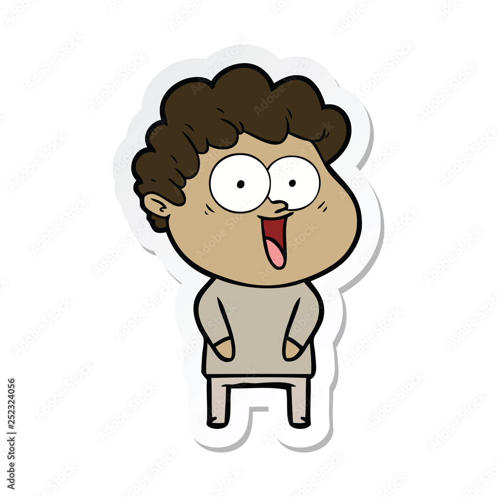 sticker of a cartoon happy man sticker of a cartoon happy man