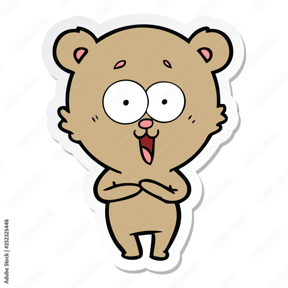 sticker of a laughing teddy bear cartoon sticker of a laughing teddy bear cartoon