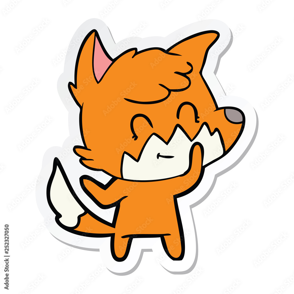 sticker of a cartoon friendly fox sticker of a cartoon friendly fox