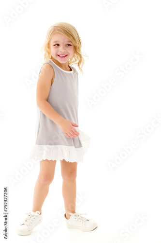 The little girl is full-length.