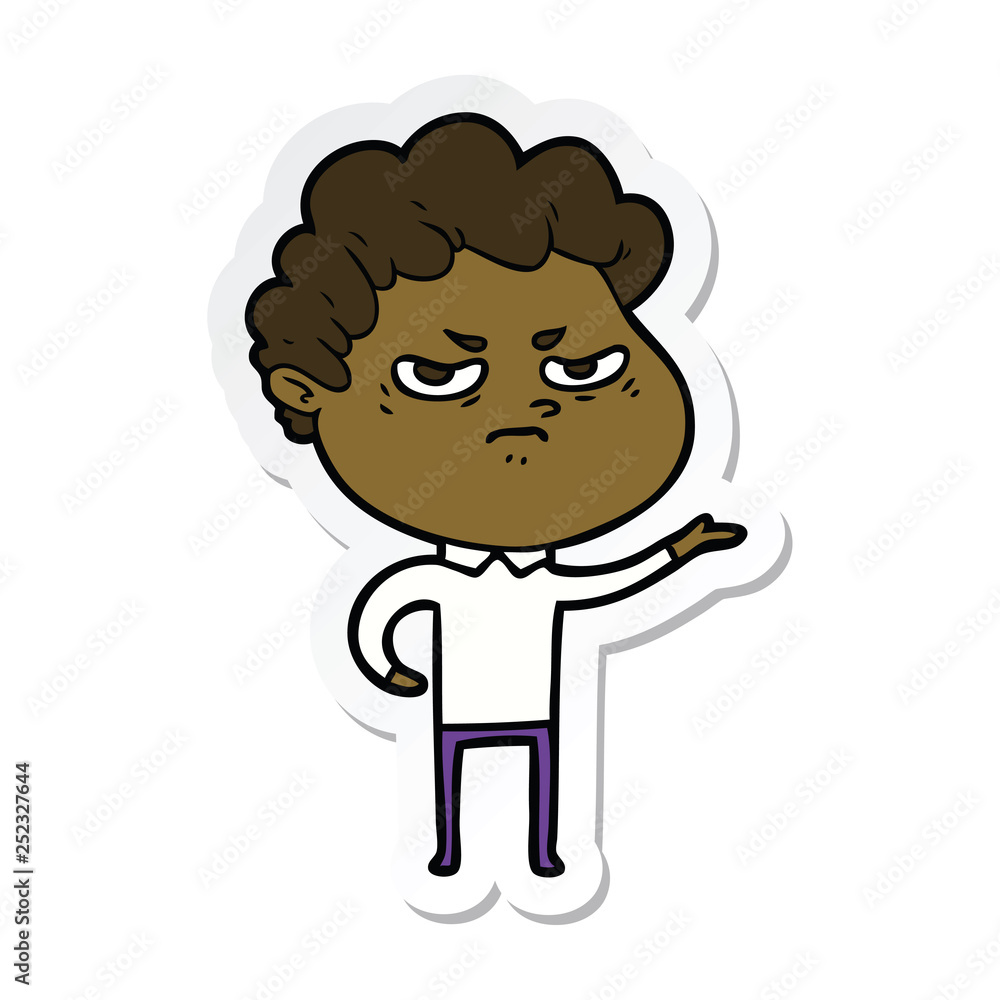 sticker of a cartoon angry man sticker of a cartoon angry man