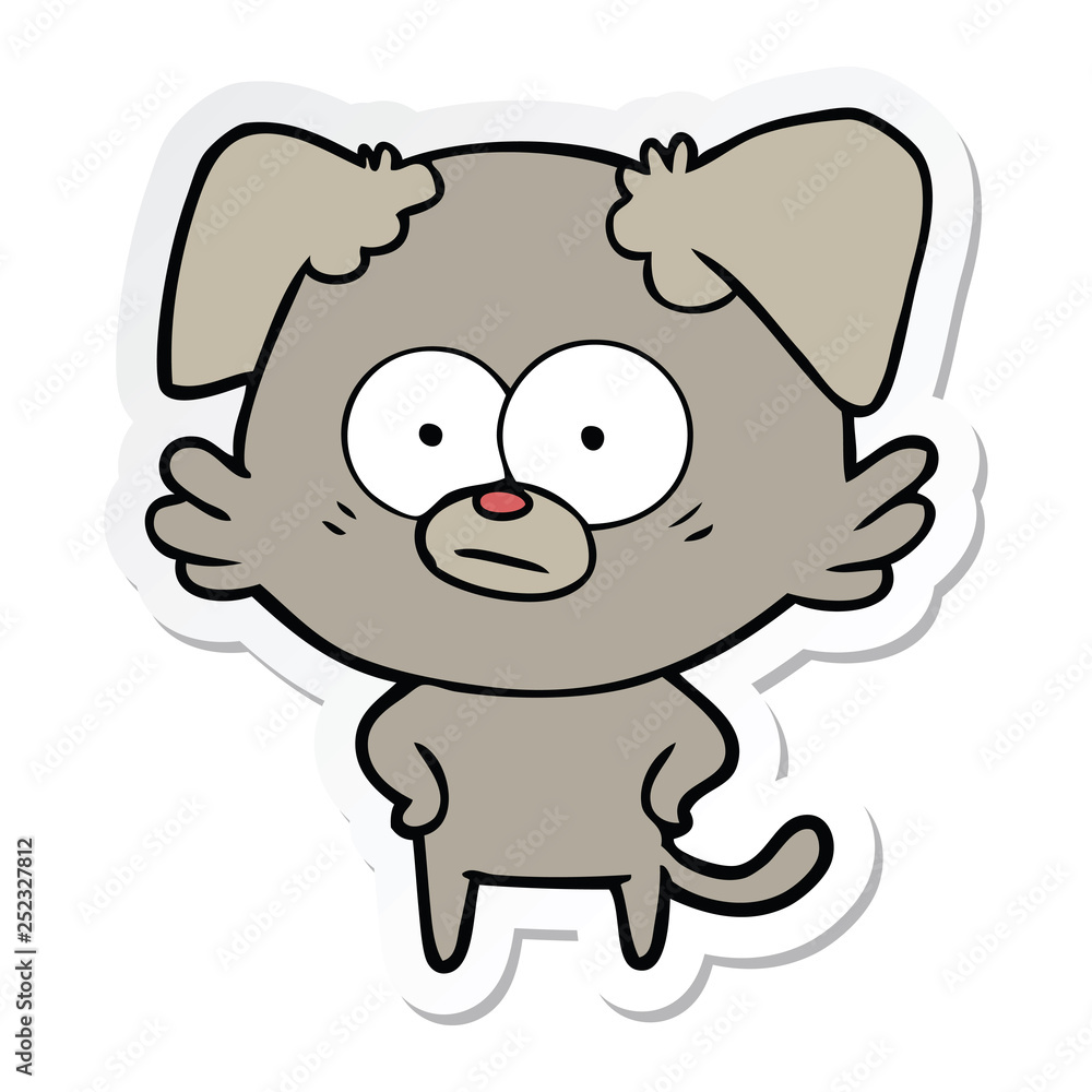 sticker of a nervous dog cartoon sticker of a nervous dog cartoon