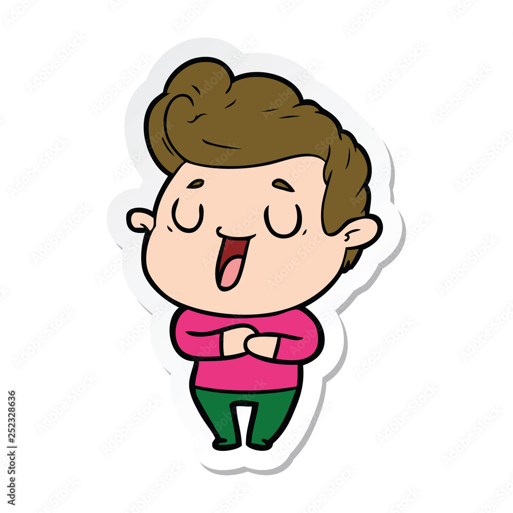 sticker of a happy cartoon man sticker of a happy cartoon man