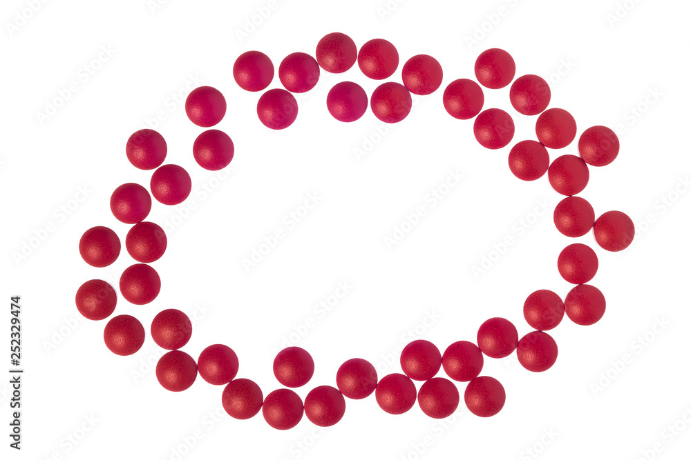 Red Pain Reliever Tablets As Border With Copy Space Red Pain Reliever Tablets As Border With Copy Space
