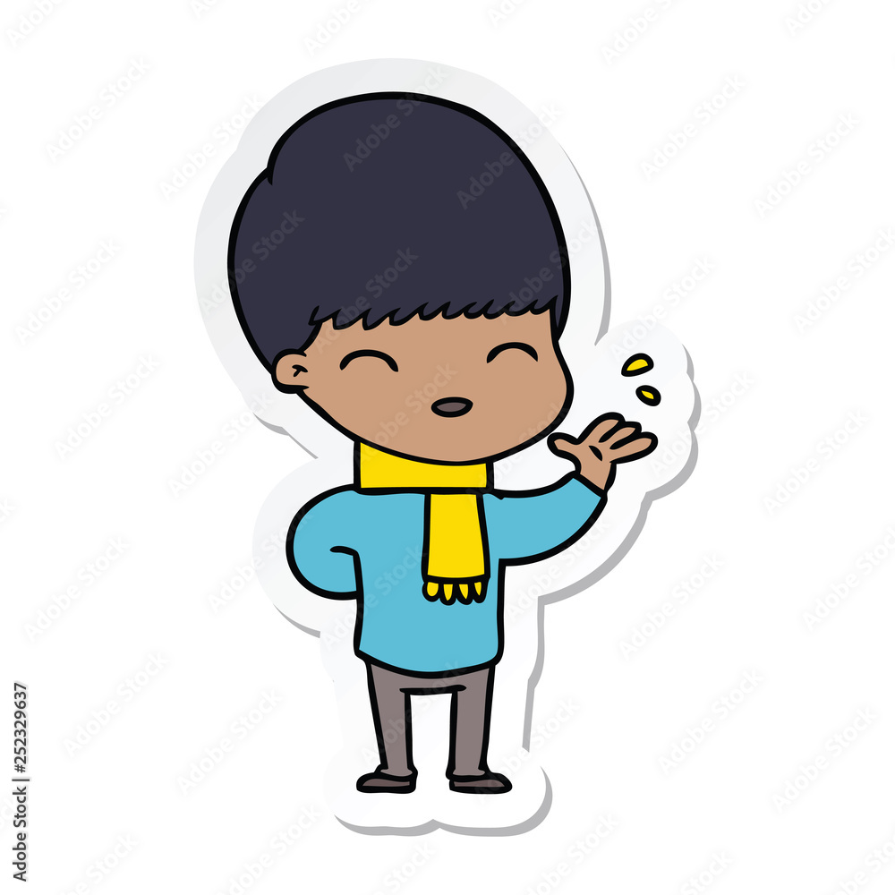 sticker of a happy cartoon boy sticker of a happy cartoon boy