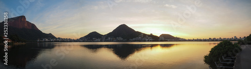 Sunrise view over Lagoa Rodrigo de Freitas and Cristo Redentor, Rio de Janeiro, Brazil photo