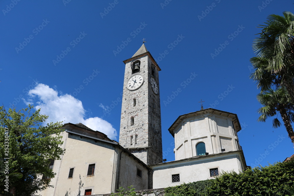 View to Church of Saints Gervaso and Protaso at Baveno on Lake Maggiore, Italy View to Church of Saints Gervaso and Protaso at Baveno on Lake Maggiore, Italy