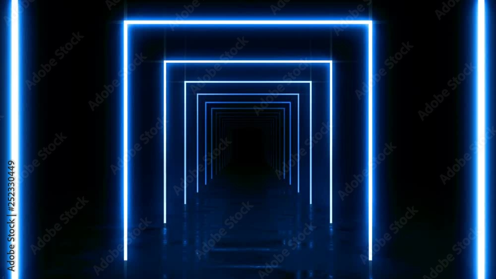 Abstract background with animation of flight in abstract futuristic tunnel with neon light. Animation of seamless loop. Abstract background with animation of flight in abstract futuristic tunnel with neon light. Animation of seamless loop.