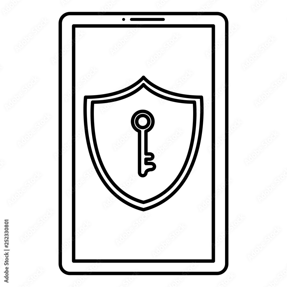 smartphone with shield and key smartphone with shield and key