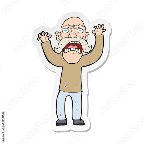 sticker of a cartoon angry old man