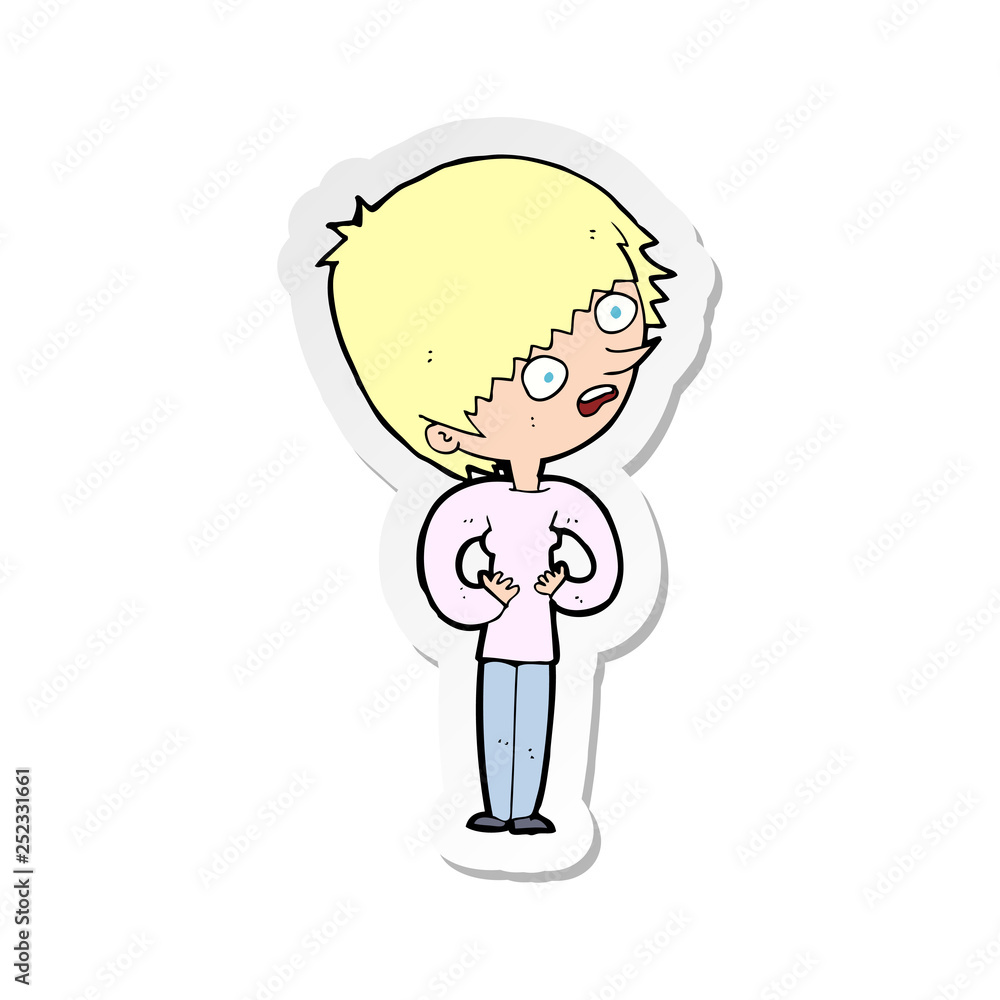 sticker of a cartoon shocked woman sticker of a cartoon shocked woman
