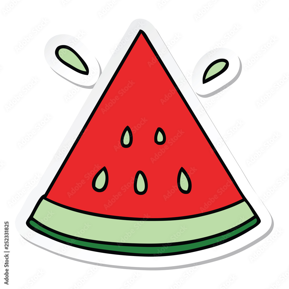 sticker of a quirky hand drawn cartoon watermelon sticker of a quirky hand drawn cartoon watermelon
