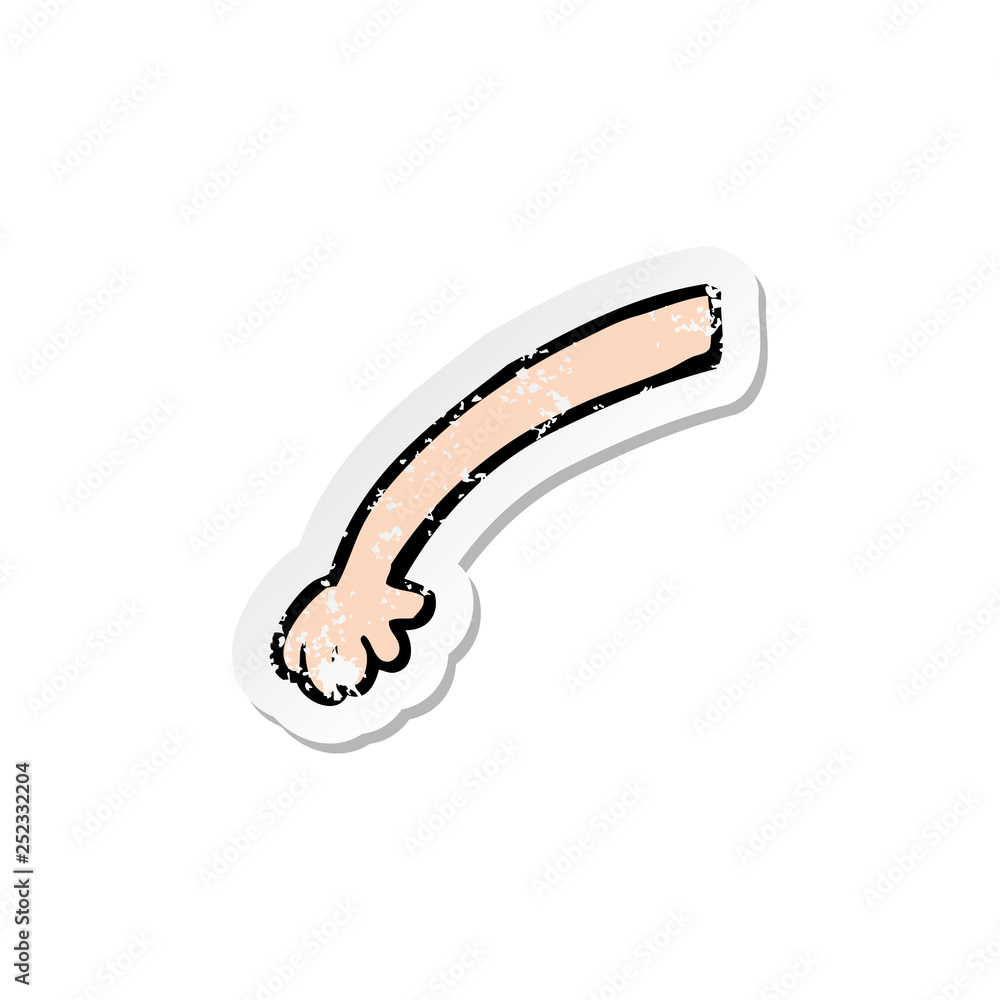 retro distressed sticker of a cartoon arm retro distressed sticker of a cartoon arm
