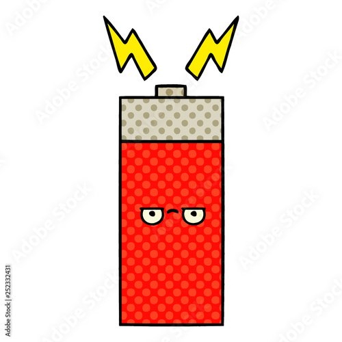 comic book style cartoon battery