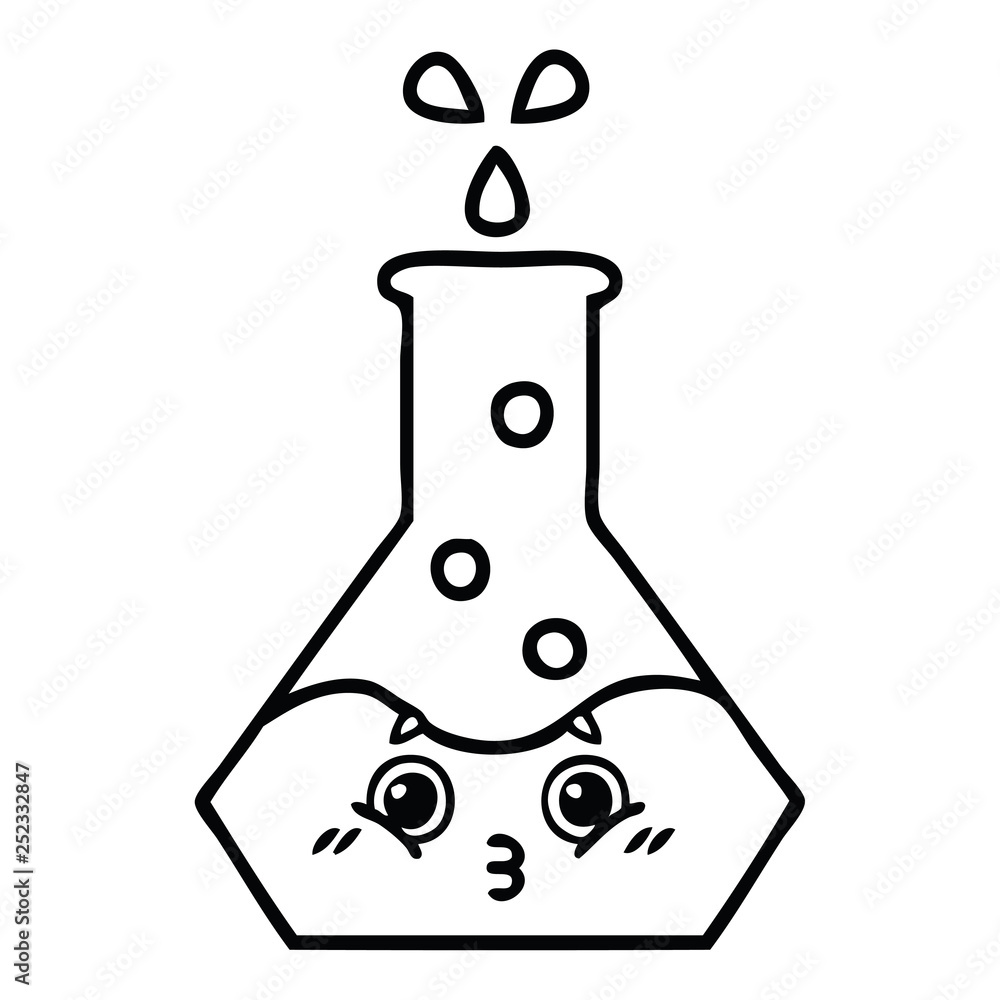 line drawing cartoon science beaker line drawing cartoon science beaker