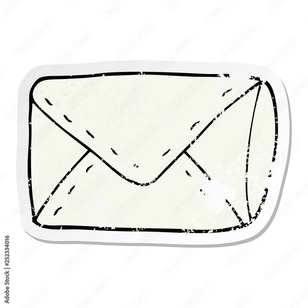 distressed sticker of a cartoon envelope