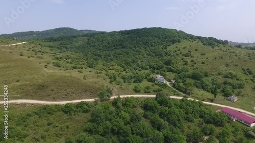 nature from a bird's flight and the village
