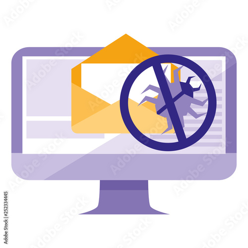 computer desktop with bug in email