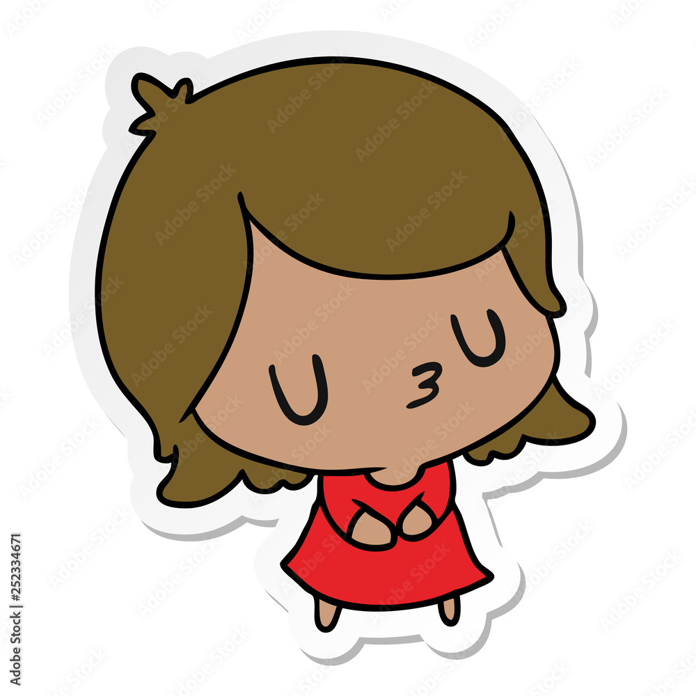 sticker cartoon of a cute kawaii girl sticker cartoon of a cute kawaii girl