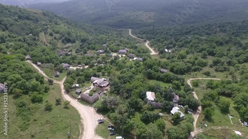 nature from a bird's flight and the village