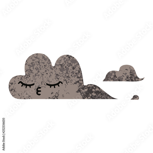 retro illustration style cartoon storm cloud