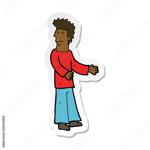 sticker of a cartoon disgusted man