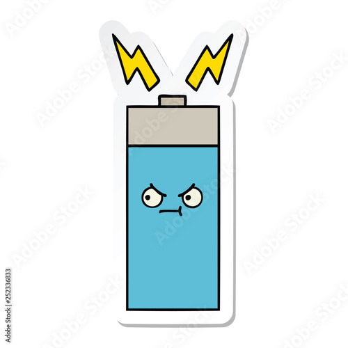 sticker of a cute cartoon battery