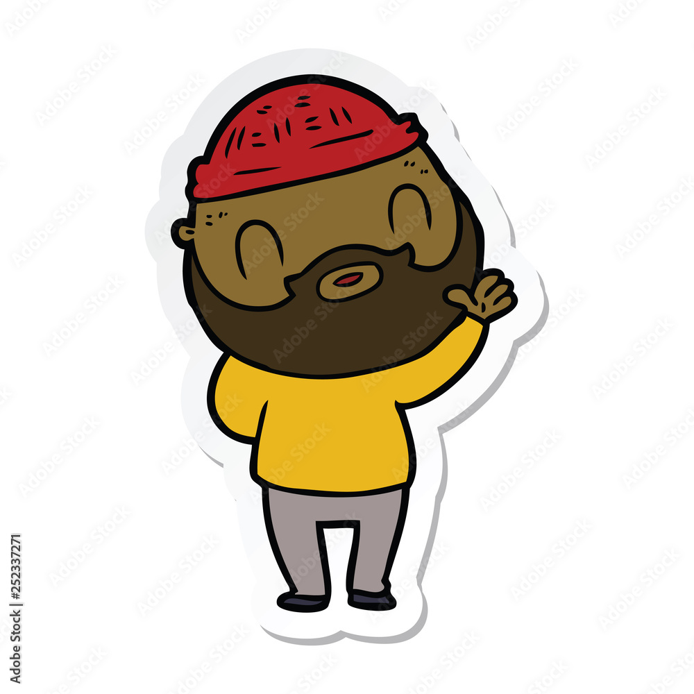 sticker of a cartoon bearded man sticker of a cartoon bearded man