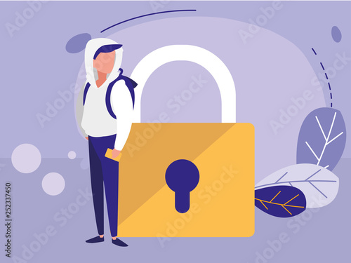 man with safe secure padlock